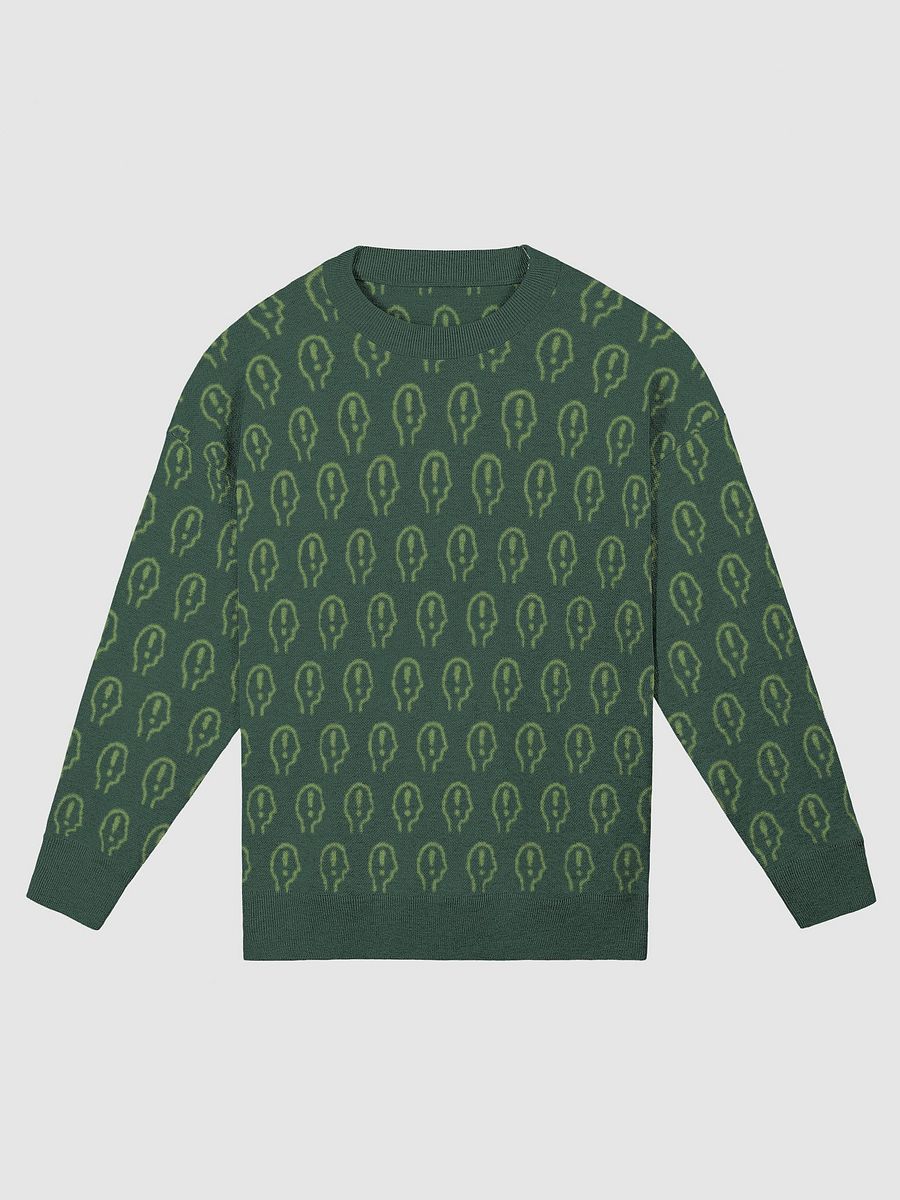 EXCLAIMING MENTALLY (repeating design, duotone green) relaxed knitwear crewneck product image (3)
