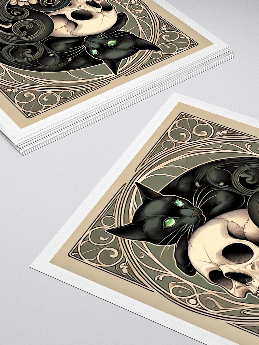 Art Nouveau Black Cat and Skull Vinyl Sticker – Mystical Gothic Decor product image (4)