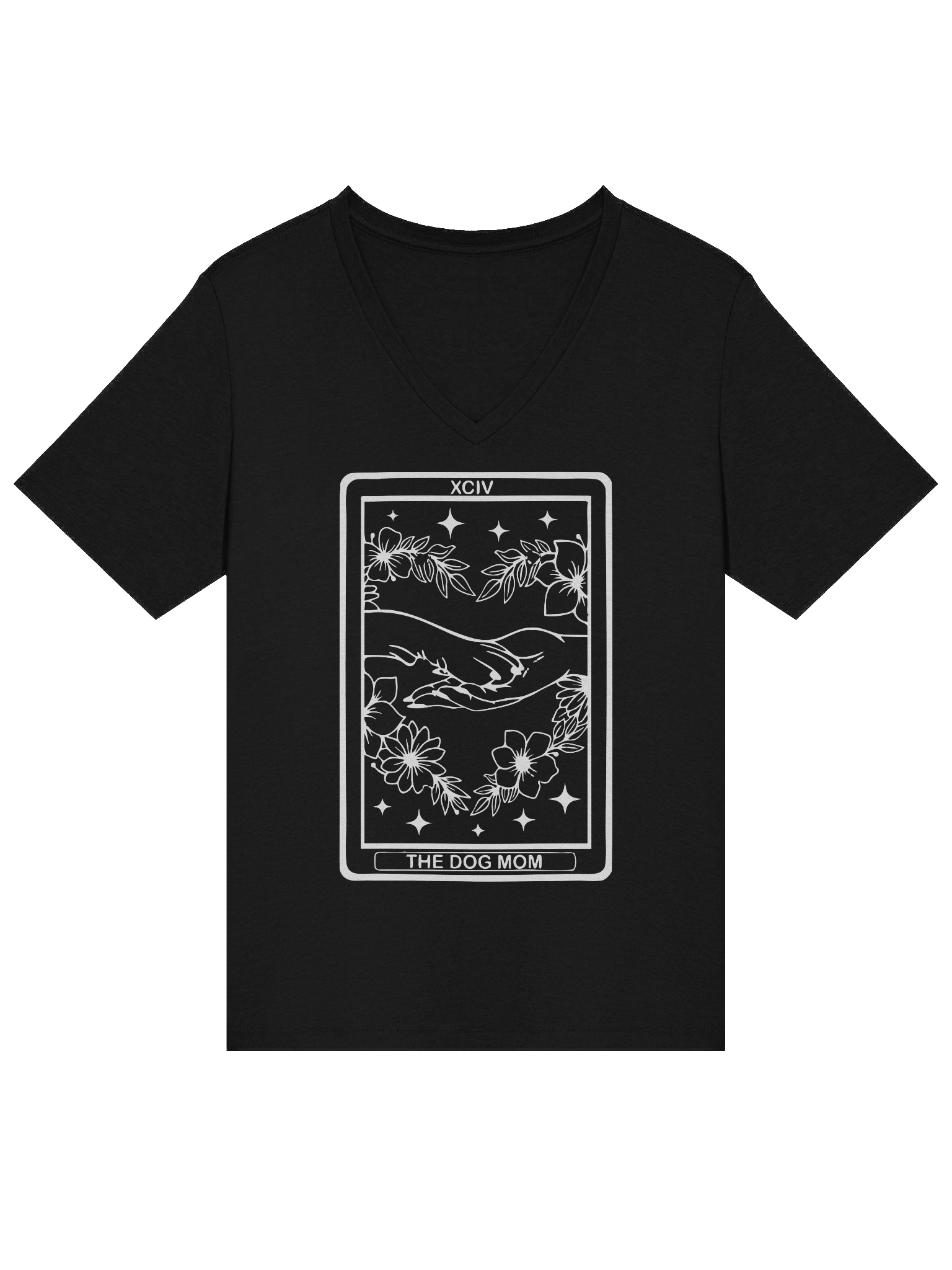 🌙 “V-Neck Dog Mom Tarot Tee [White Print]” product image (2)