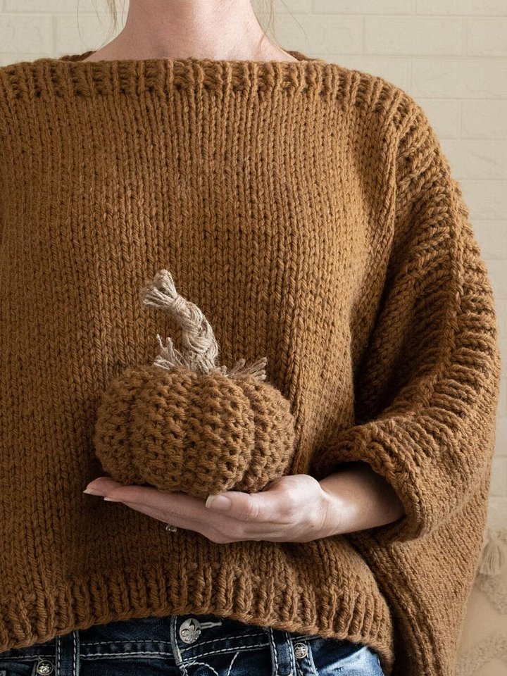 Seed Stitch Knitted Pumpkin Pattern product image (1)