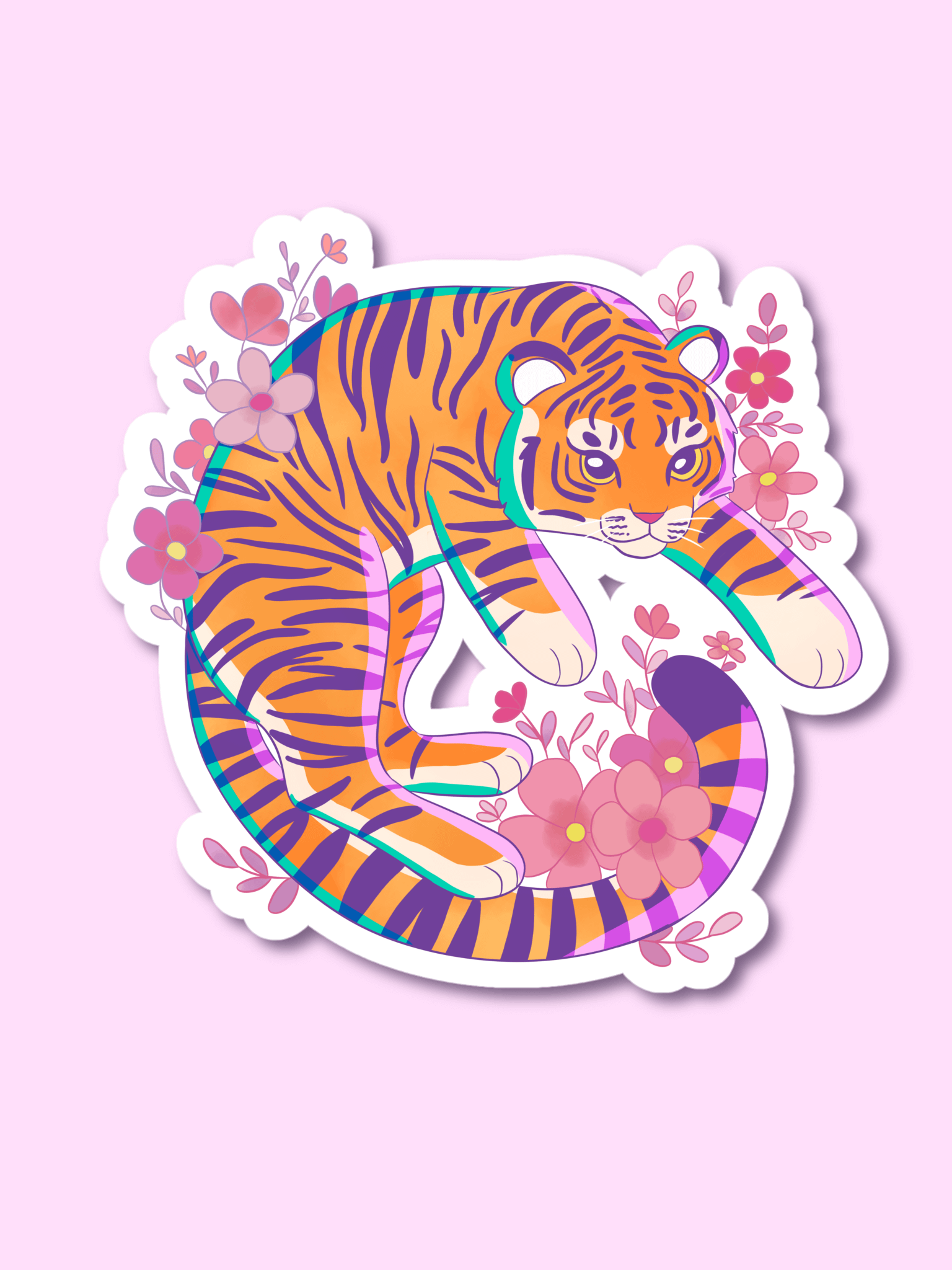 Blossom Tiger Vinyl Stickers product image (1)