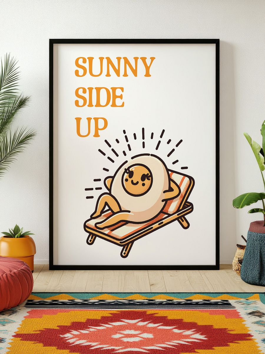 Sunny Side Up Egg Mascot Retro Art Print product image (2)