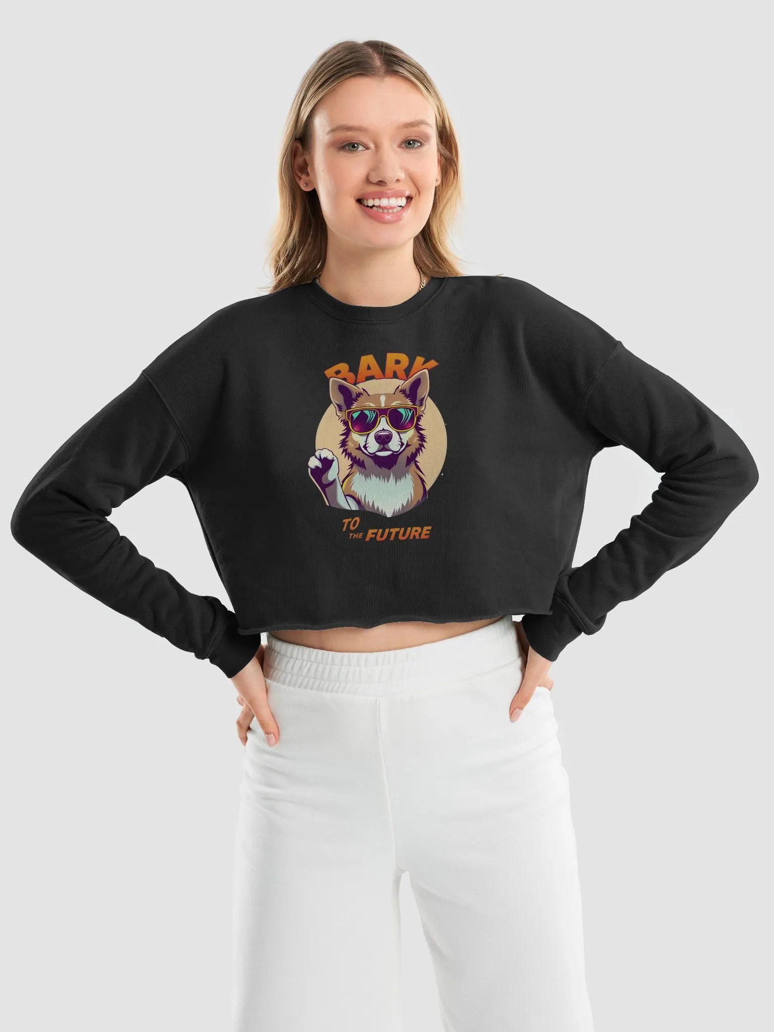 Retro Dog Sunglasses Crop Sweatshirt Bella+Canvas (Women's) product image (27)