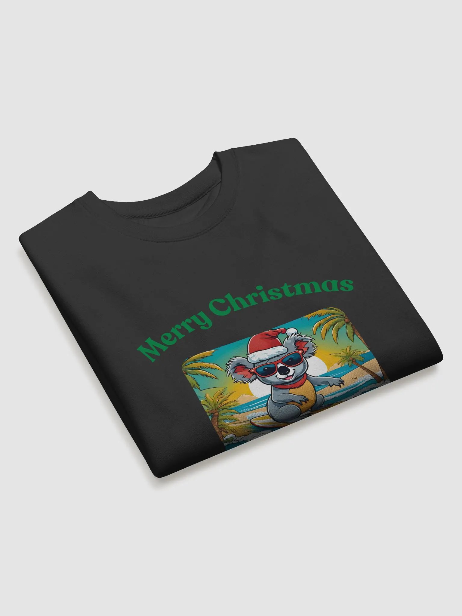 Festive Koala Surf Scene Merry Christmas Sweatshirt - Green product image (3)