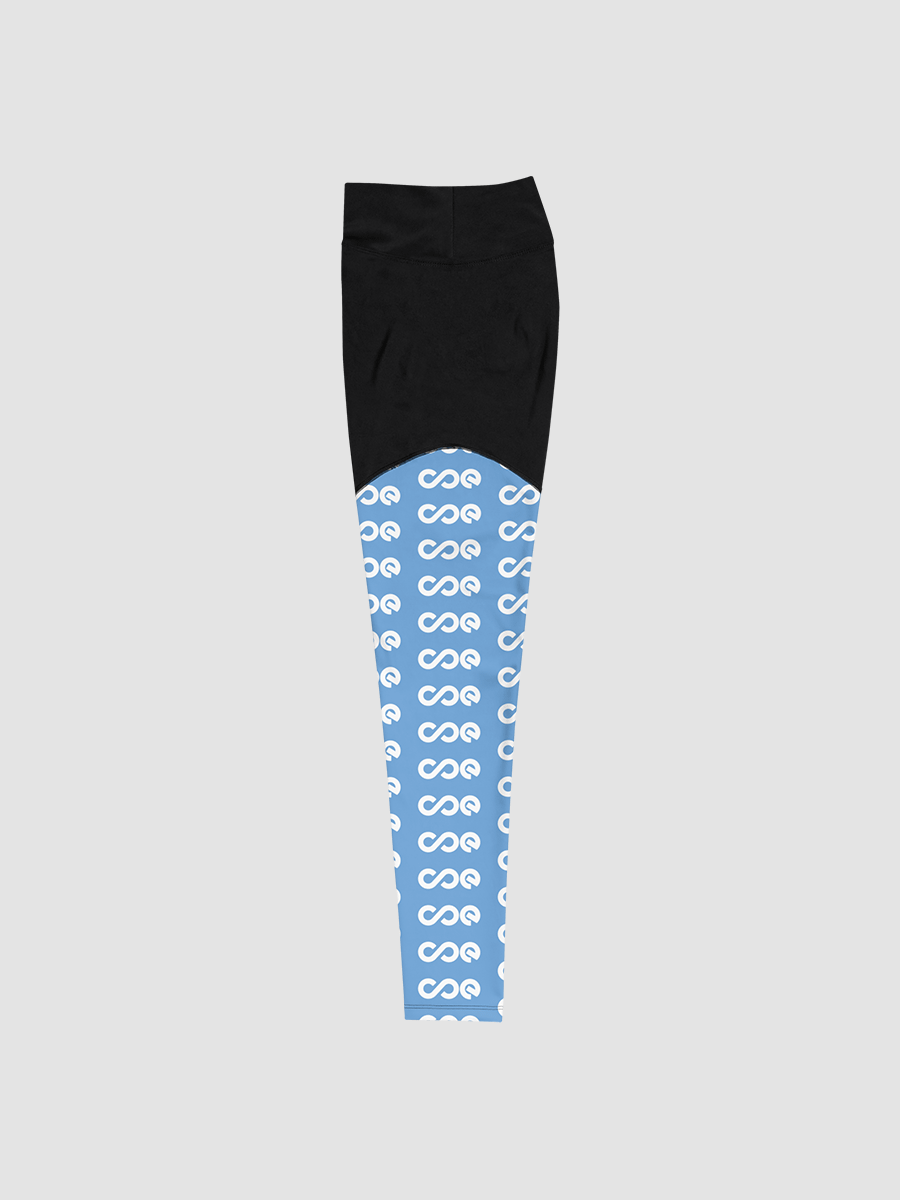 COE Premium Sports Leggings Black & Blue - White Logo product image (3)