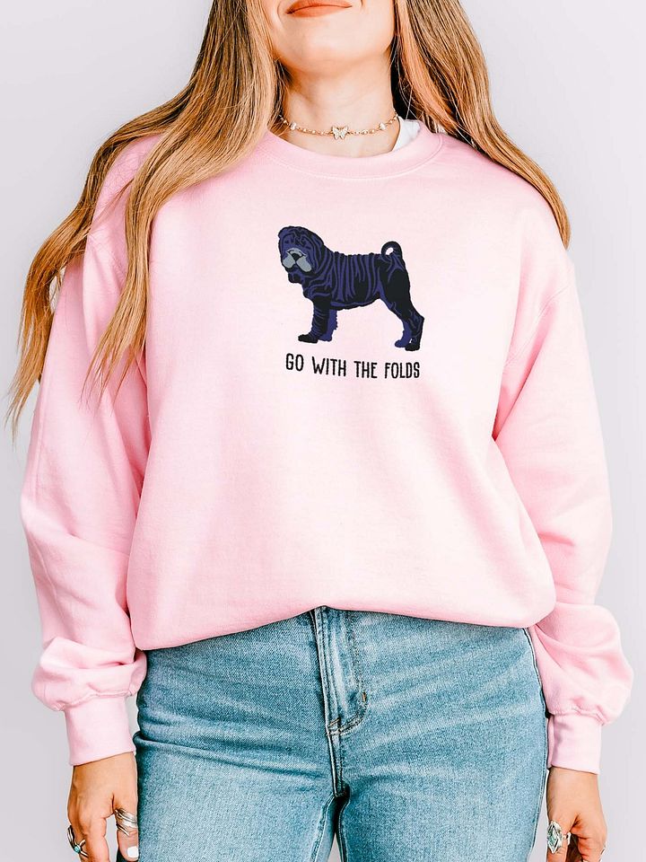 Go with the Folds Sweatshirt (Embroidered) of a Chinese Shar-Pei(Black) product image (2)