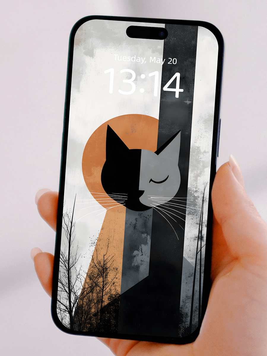 Abstract Geometric Cat Phone Wallpapers: 4K HD, Bring Modern Artistic Flair to Your Phone Screen product image (4)