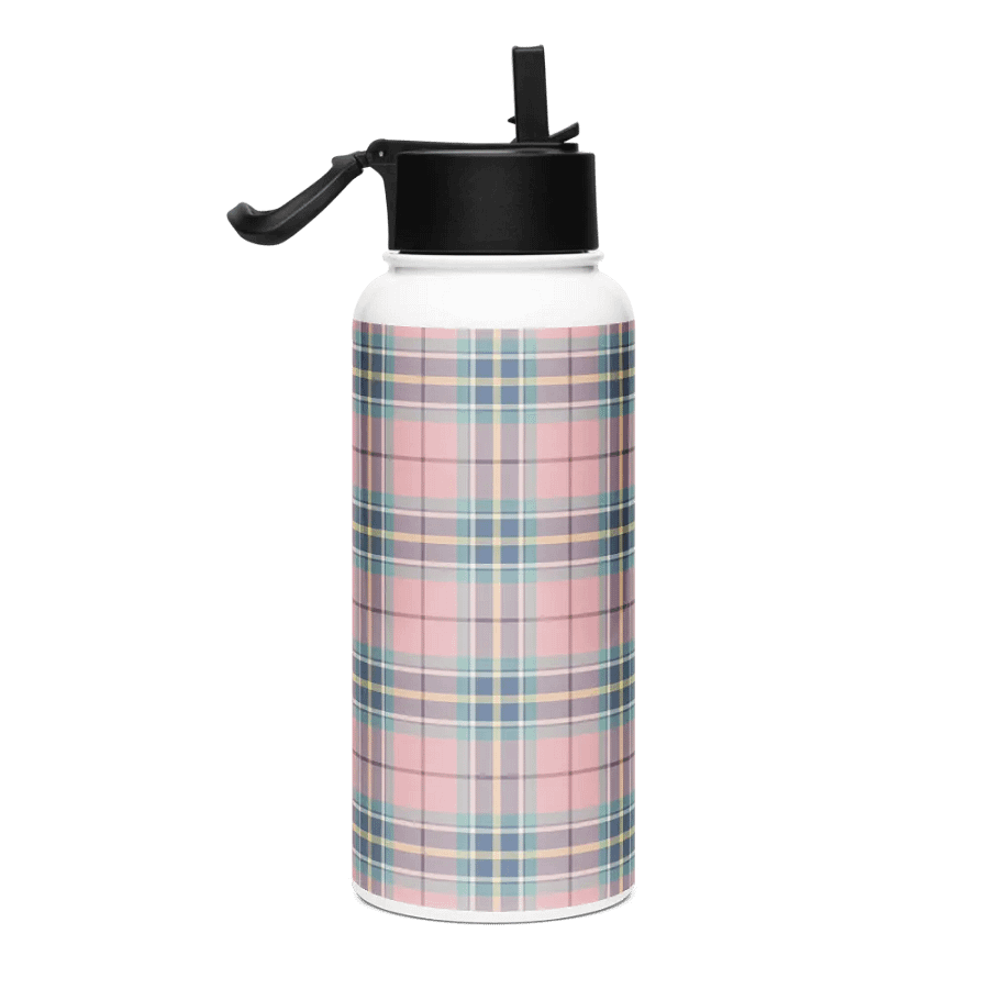 Pastel Pink Plaid Water Bottle product image (1)