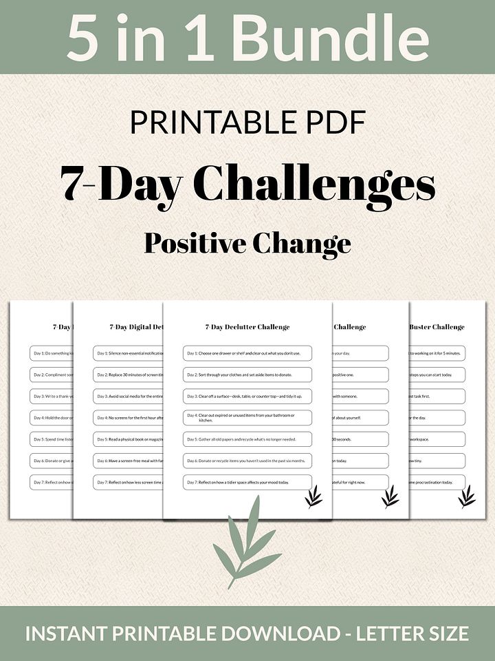 Positive Change Bundle 7-Day Challenges Printable product image (1)