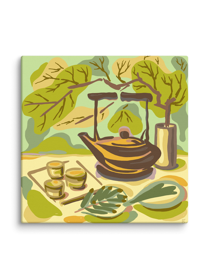 Earthy Teapot and Teacups Canvas Art - Coffee Shop No. 2 product image (2)