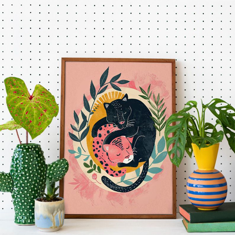 Yin-Yang Leopards Lover Felines Whimsical Art Print product image (7)
