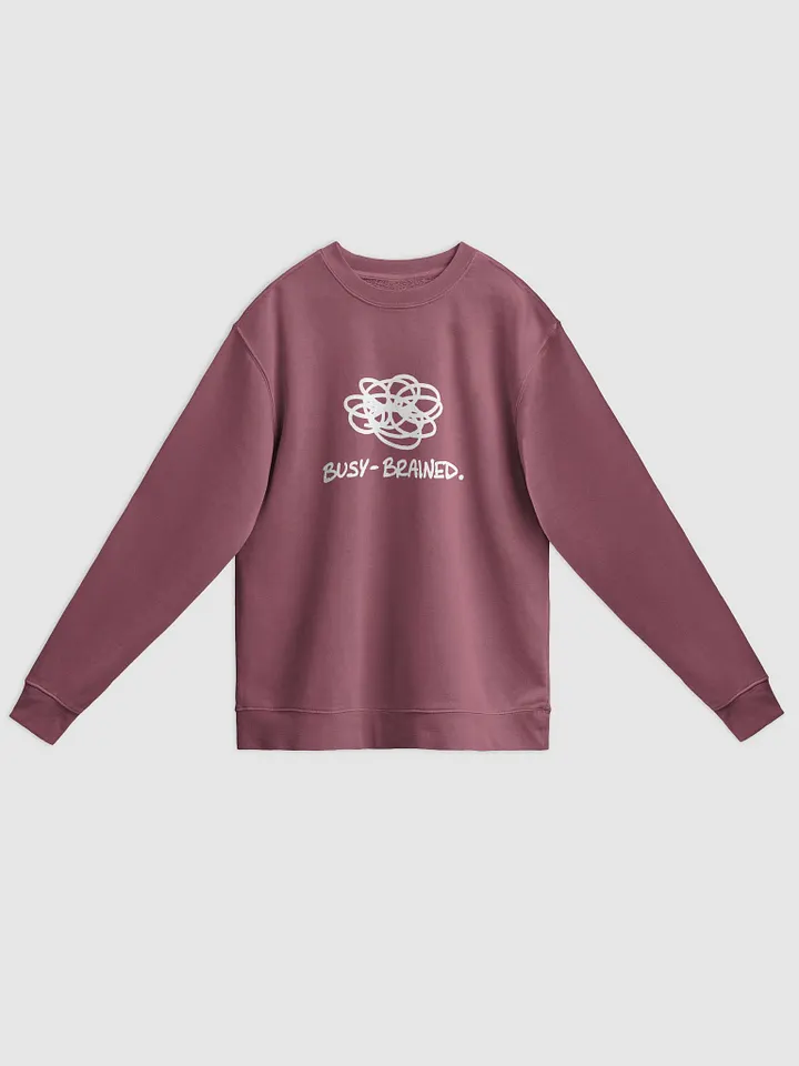 BUSY-BRAINED (white) printed pigment crewneck product image (1)