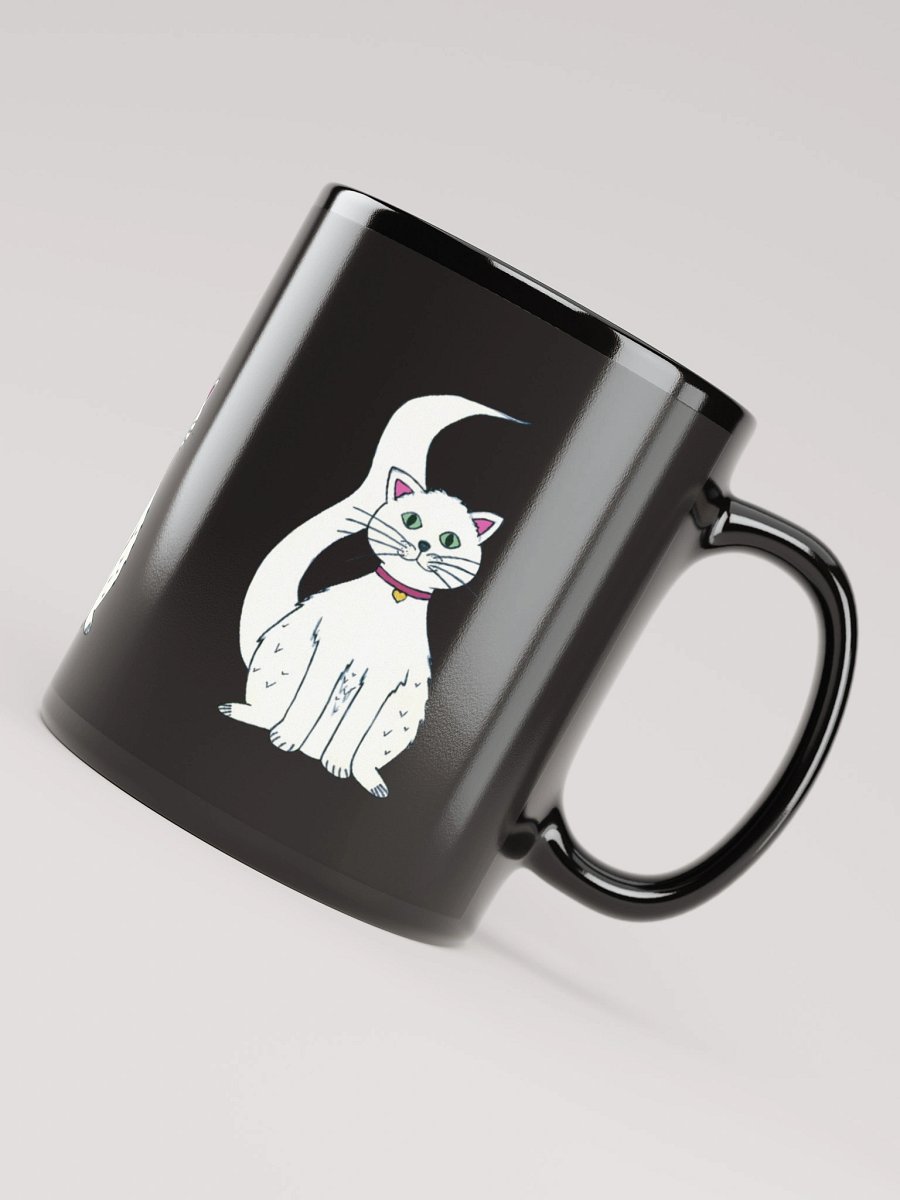 White Cat (art by Dina R.) acrylic painting picture - Black Glossy Mug product image (8)