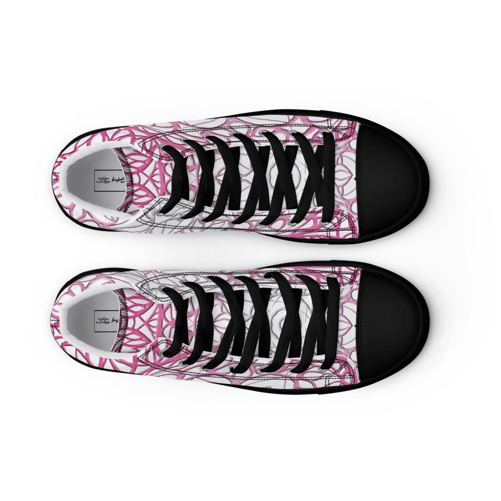 Ornate Pink Mandala Women's High Top Canvas Shoes product image (12)