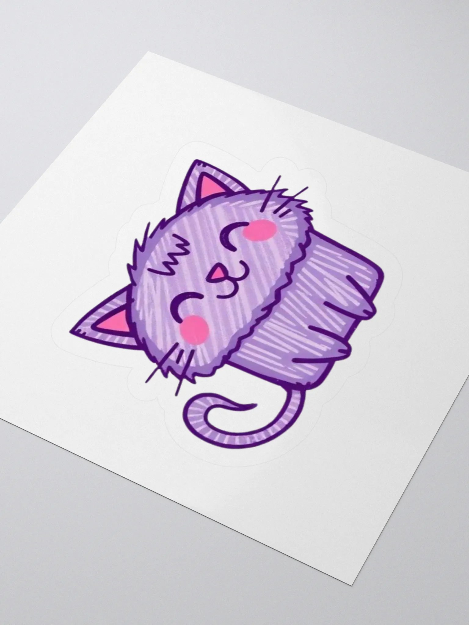 Whimsical Purple Cat Kiss Cut Stickers product image (8)
