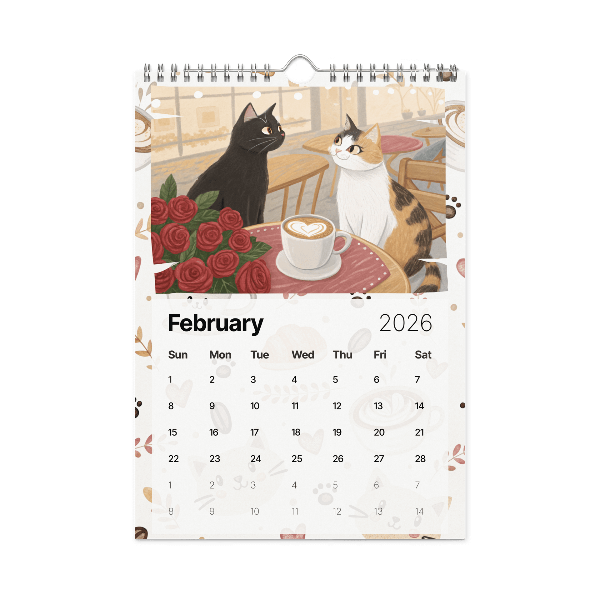 Coffee with Cats Wall Calendar 2026 – Cozy Watercolor Scenes of Cats, Coffee & Comfort product image (5)