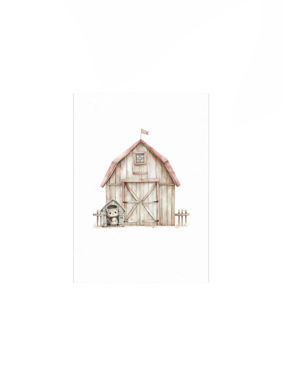 Watercolor Barnyard Cat Nursery Decor Print product image (2)