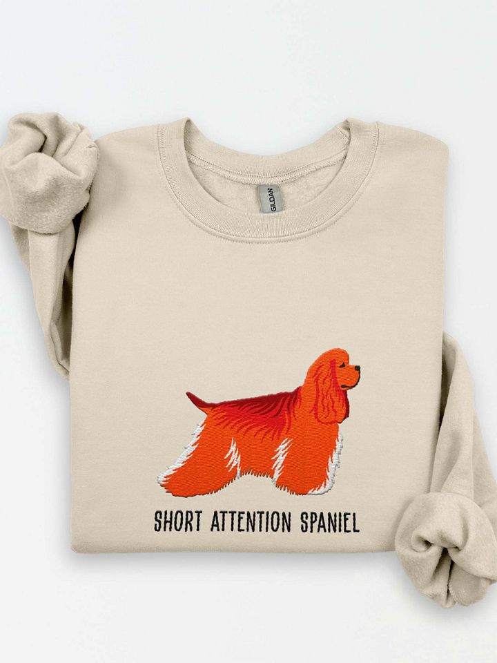 Short Attention Spaniel Sweatshirt (Embroidered) of an American Cocker Spaniel(Red) product image (1)