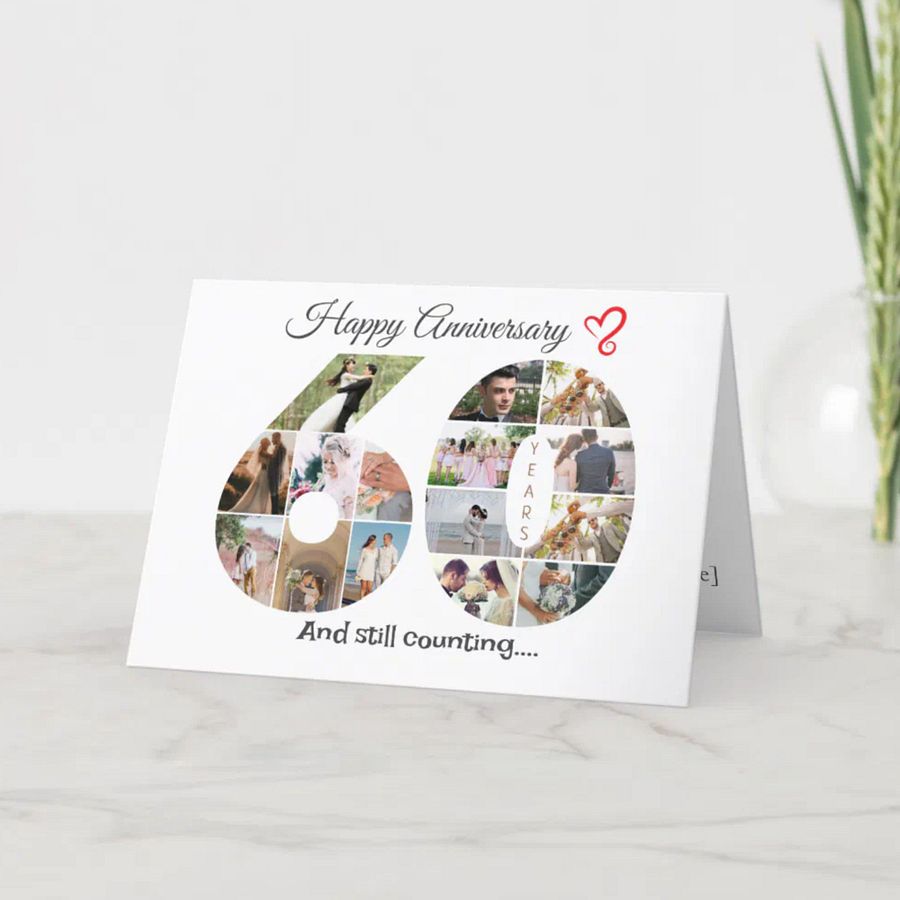 60 Year Anniversary Photo Card Editable Canva Template product image (3)