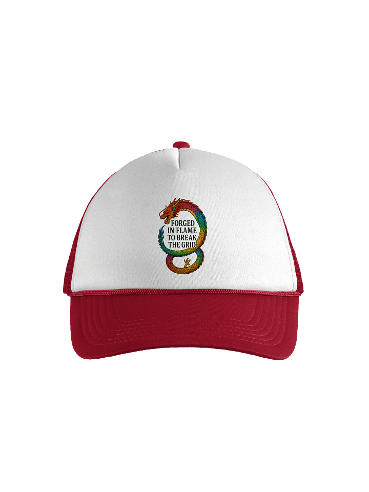 🐉 Flame Signal – Colourful Dragon Trucker Hat Crowned in code. Protected in flame. product image (9)