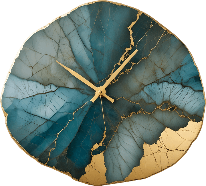 Eternal Elegance – Labradorite Kintsugi Wall Clock PNG product image (1)