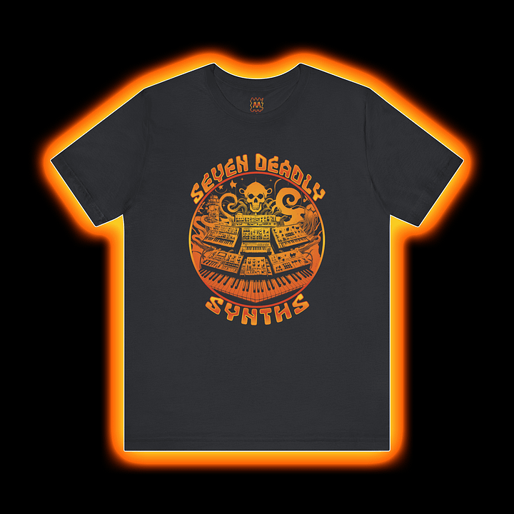 Seven Deadly Synths - Synthesizer Collector T-Shirt (AMBER PRINT) product image (1)