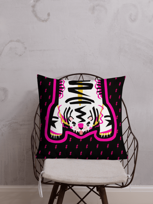 White Electric Tiger on Black & White - Pillow - 3 Size Choices product image (1)