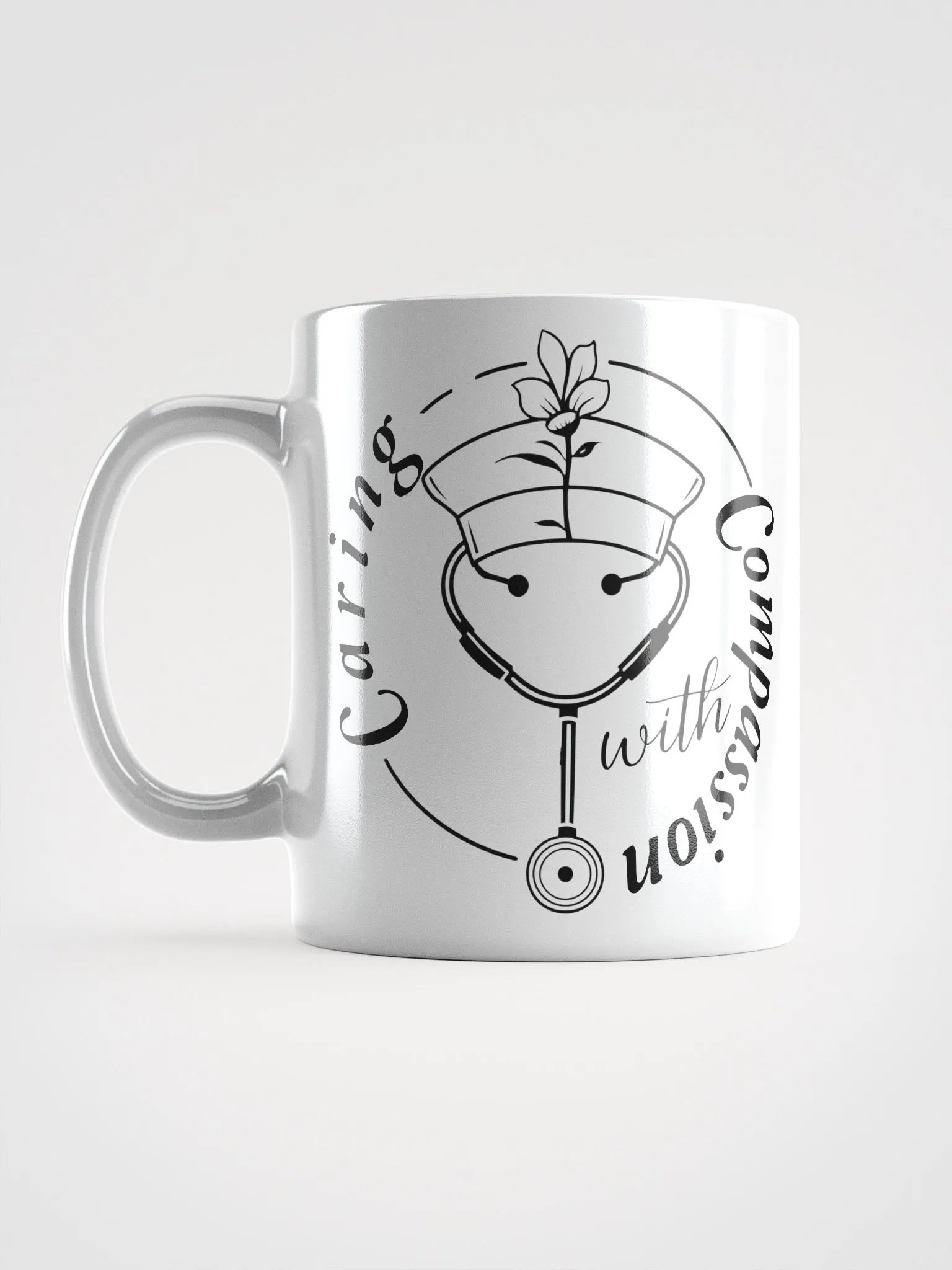 Caring With Compassion Nurse Line Art Mug, product image (6)