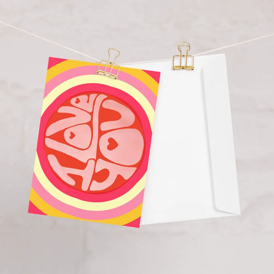 I Love You retro landscape greetings card product image (10)
