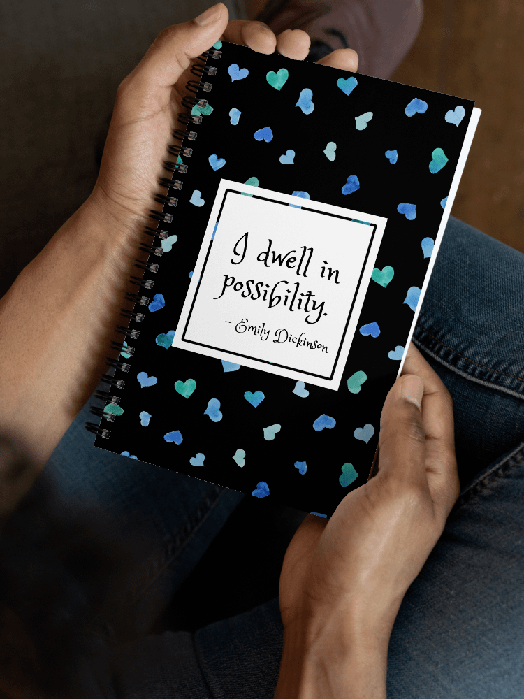 I Dwell in Possibility Quote on Hearts Notebook product image (7)