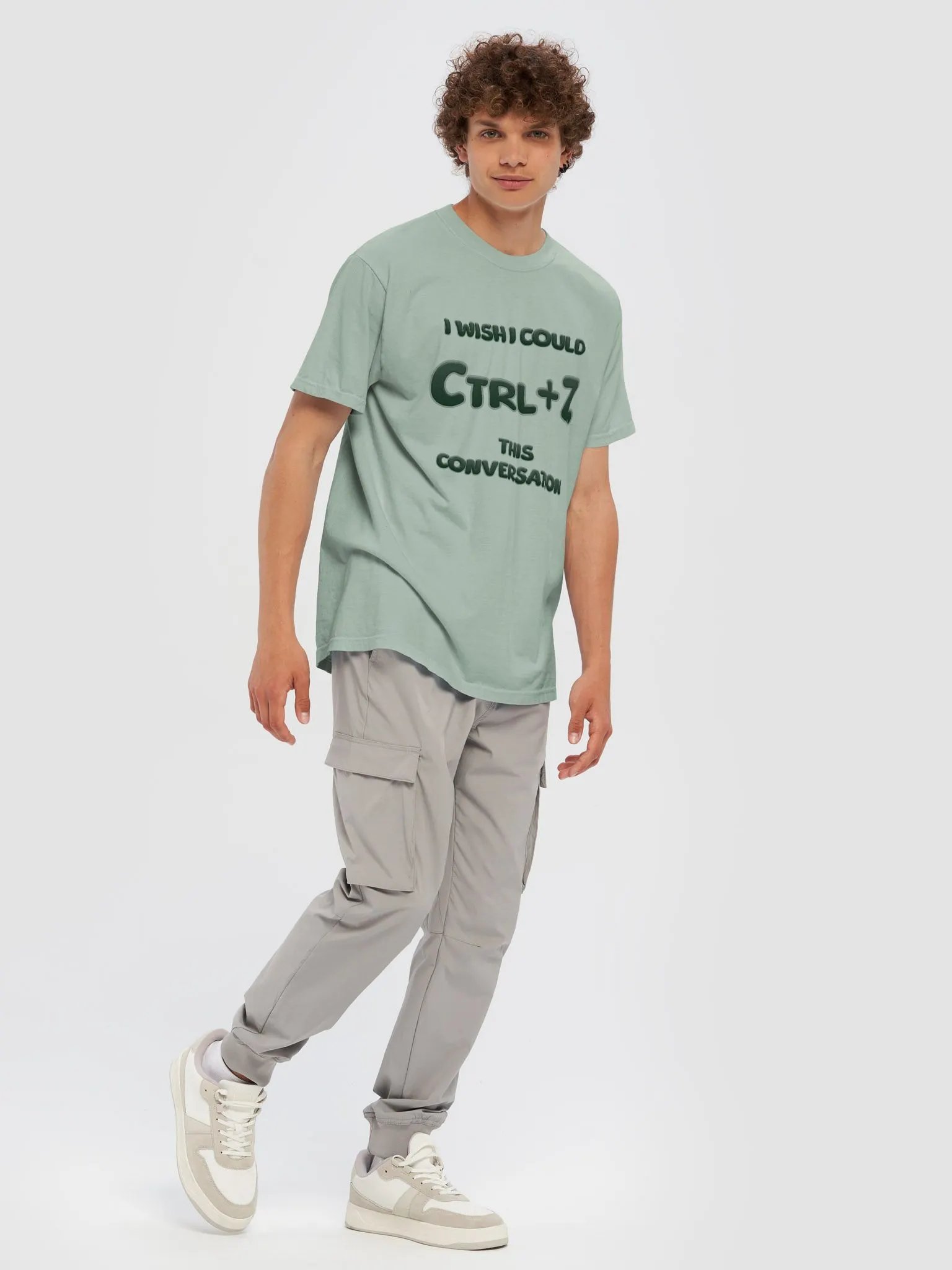 【Ctrl+Z】Green Text Garment-Dyed Heavyweight T-Shirt product image (5)