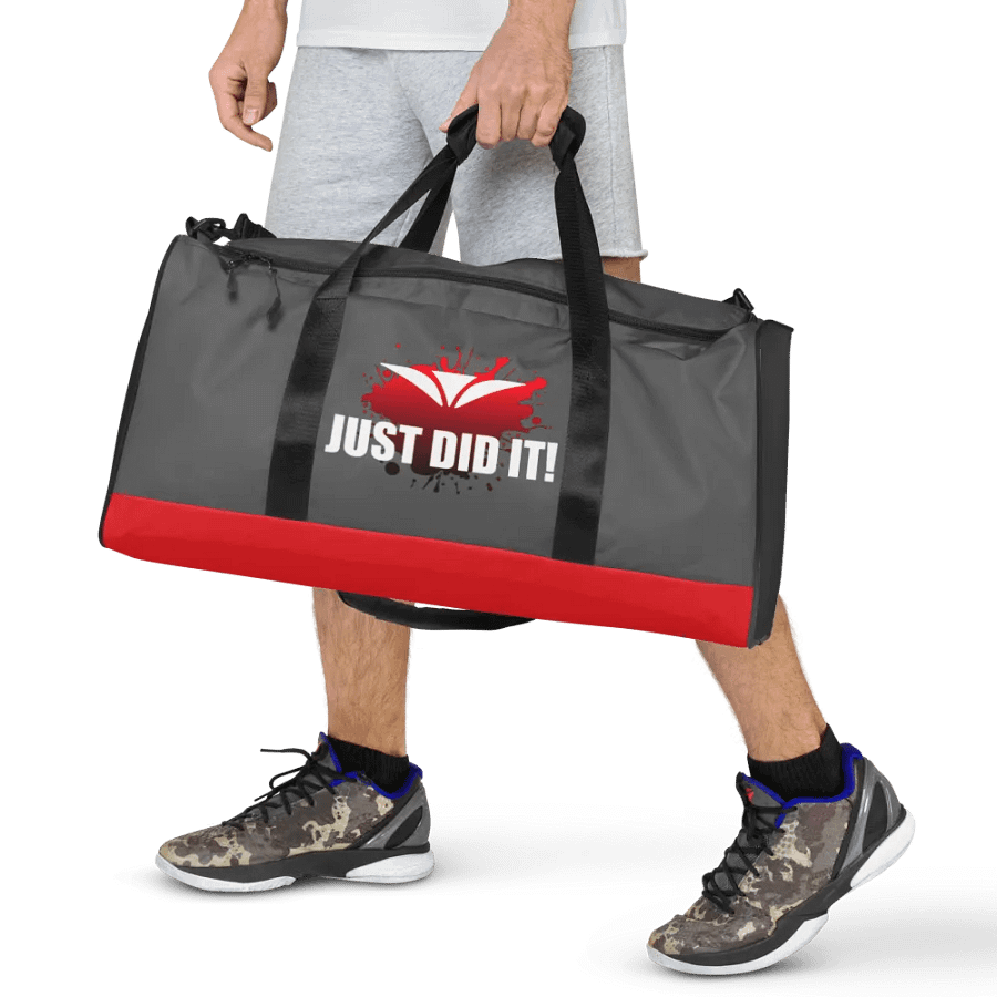 Just Did It! Red Splatter Gray Duffle Bag product image (7)