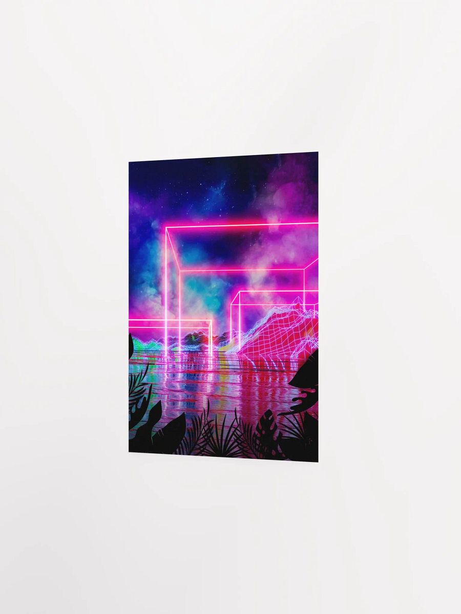 Neon palms landscape: Cube [synthwave/vaporwave/cyberpunk] — Aesthetic retrowave poster product image (8)