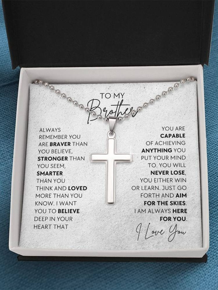 Brother Cross Necklace - You Are Braver Than You Believe product image (1)
