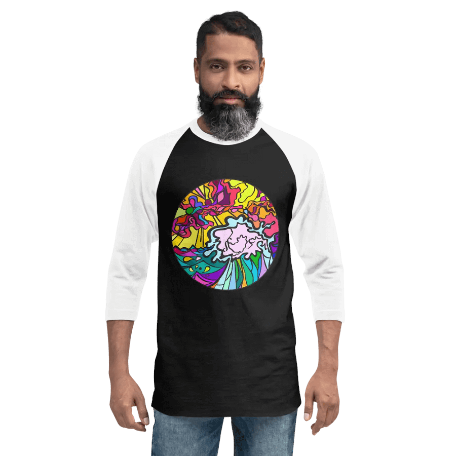 Vibrant Swirls Raglan Tee - Wave at Sunset product image (12)