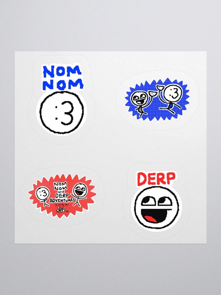 Nom Nom and Derp! (4 STICKER PACK) product image (2)