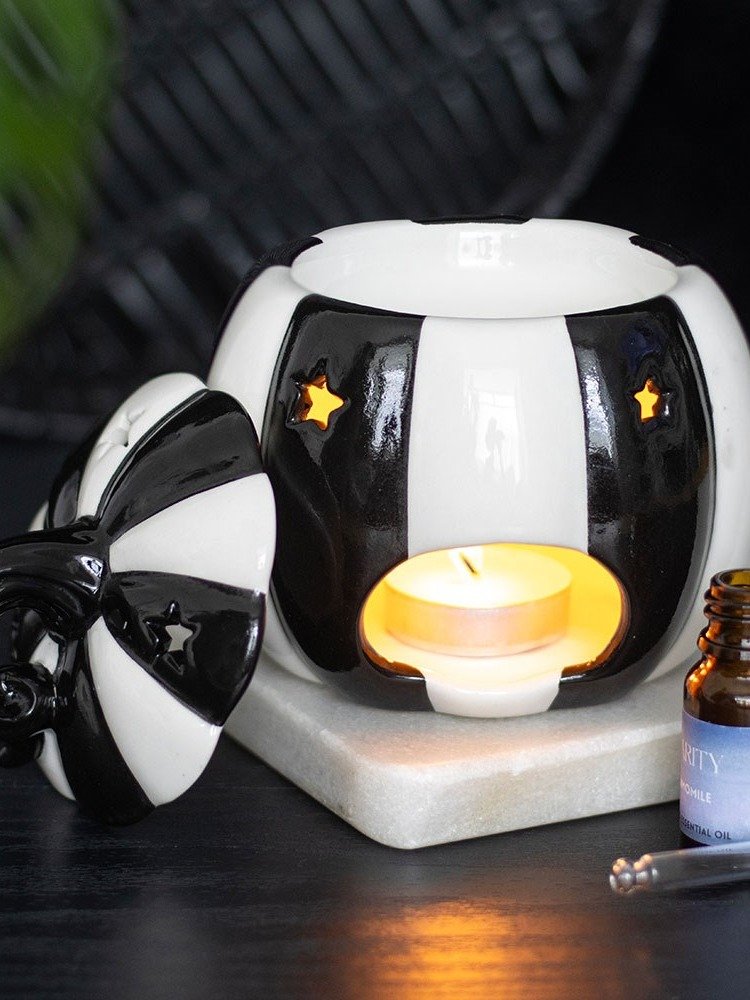 Black and White Striped Pumpkin Wax Melter product image (1)