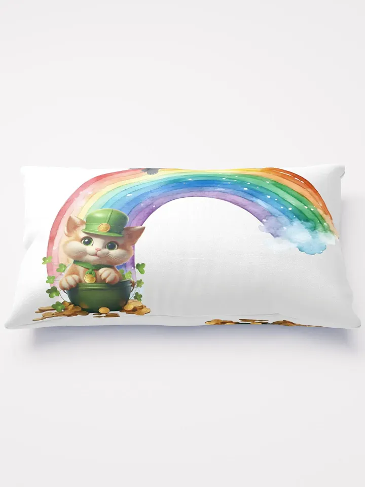Whimsical At the End of the Rainbow Throw Pillow | Decorative Baby Elephant & Cat Design | 3 Sizes Available product image (1)