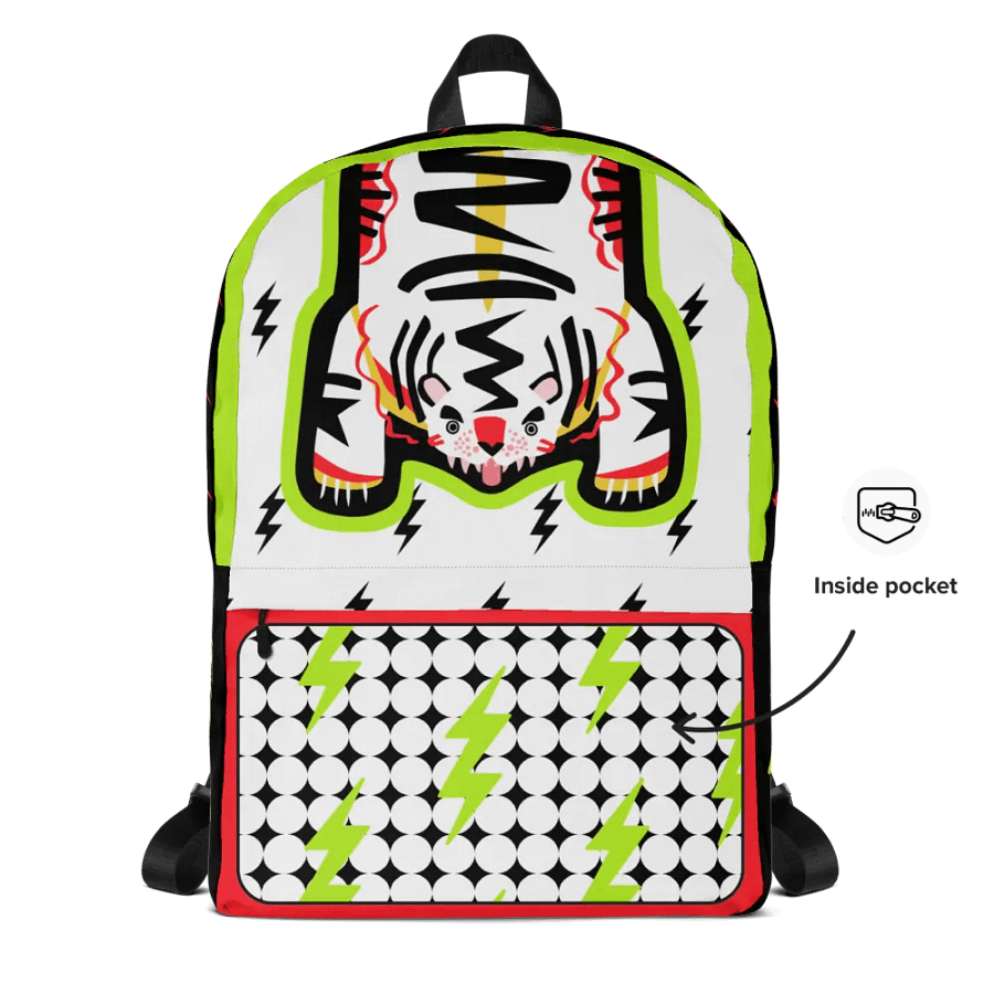 White Electric Tiger on Lime and Black - Backpack product image (4)