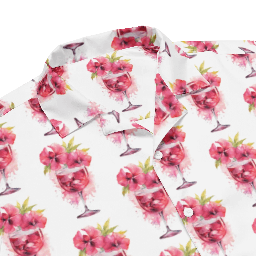 Hawaiin Style Shirt, Button Up, Unisex, Tropical Wine product image (3)
