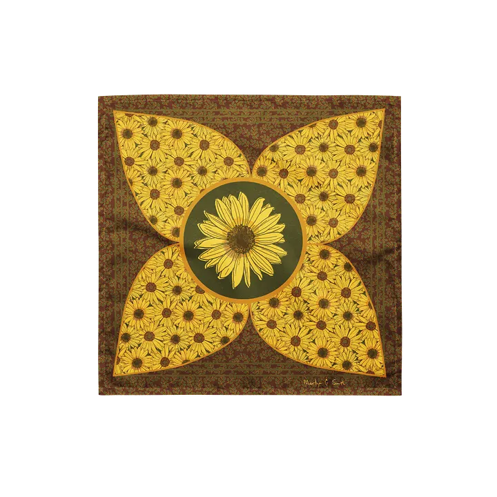 “Pure Helianthus Sunflower” Bandana in Red and Green product image (1)