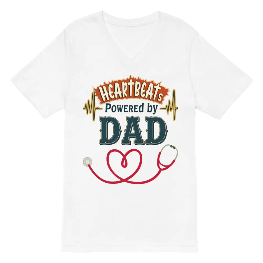 Dad-Powered Heartbeats V-Neck Tee product image (2)