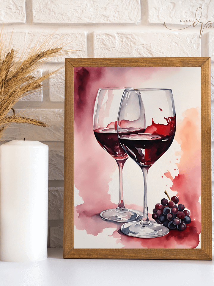 Watercolour Painting Printable Wall Art of RED WINE product image (2)