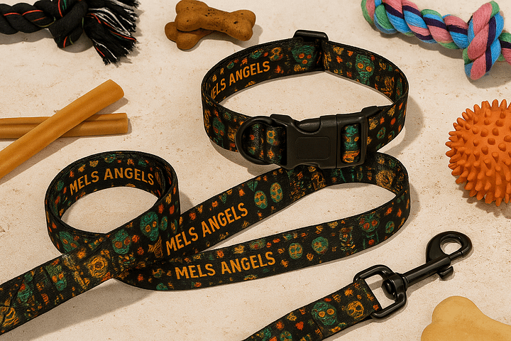 Mel’s Angels Day of the Dead Dog Collar & Leash Set product image (6)