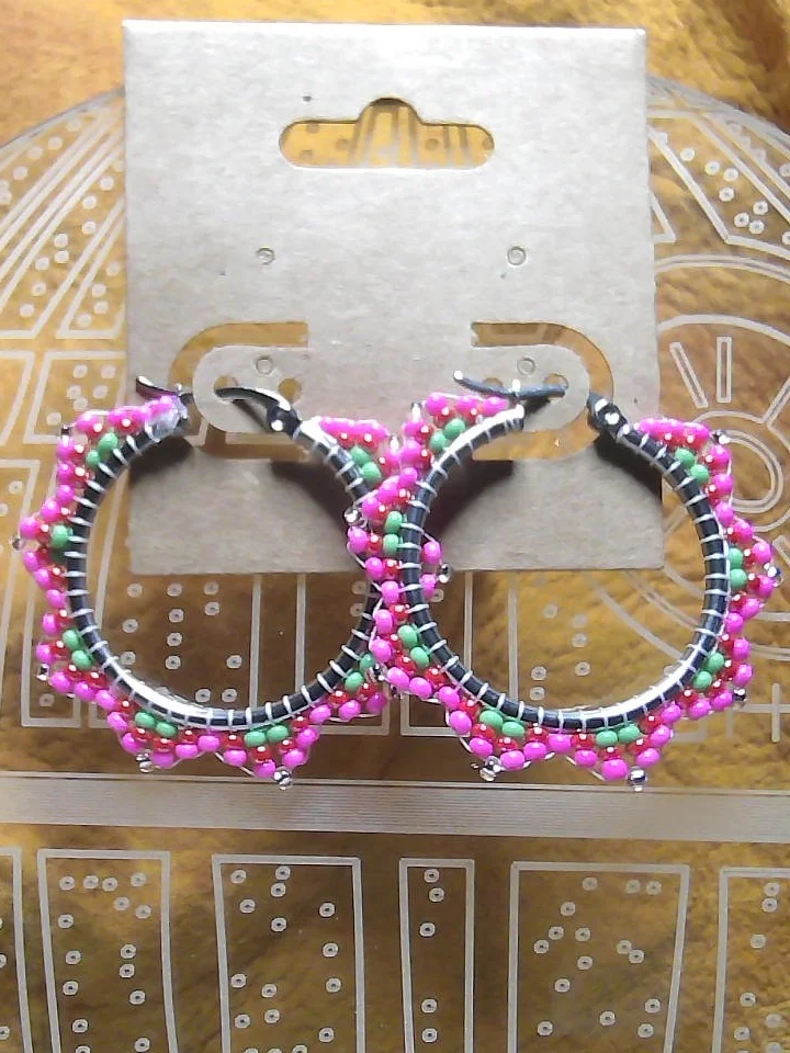 Pink Beaded hoops product image (1)