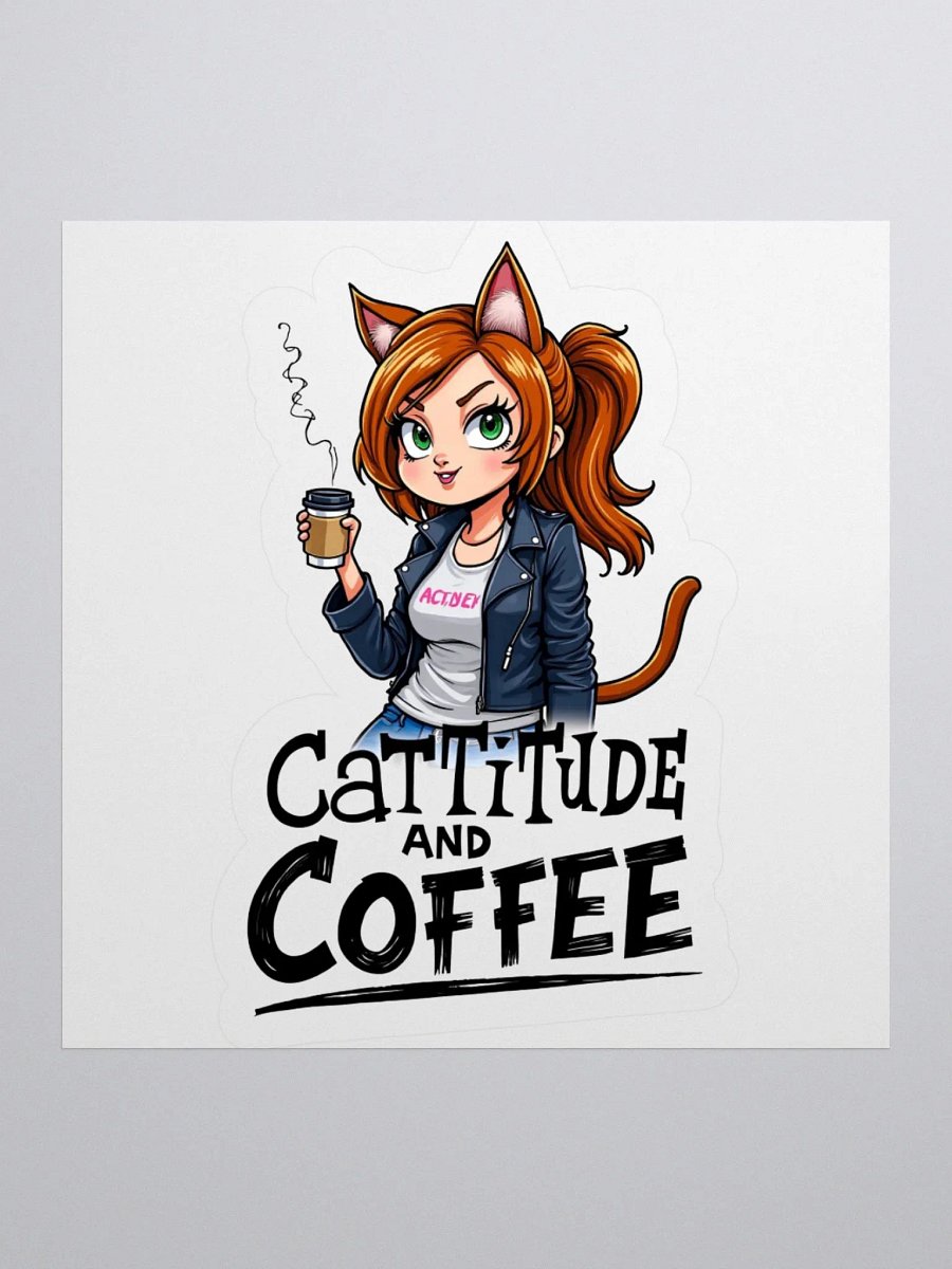 Cat-Titude and Coffee Kiss Cut Stickers product image (1)