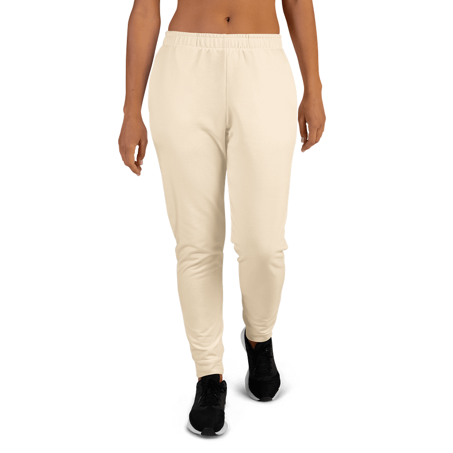 Cream Beige Solid Color Women's Fleece Sweatpants product image (2)