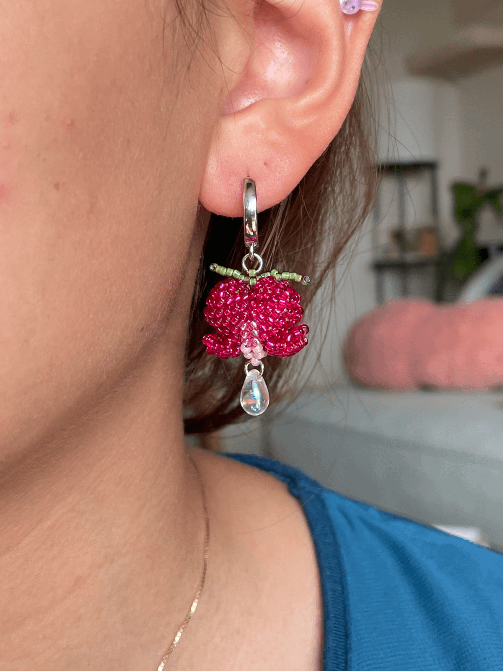 Bleeding Heart Flower Beaded Earrings - Love & Resiliency product image (5)