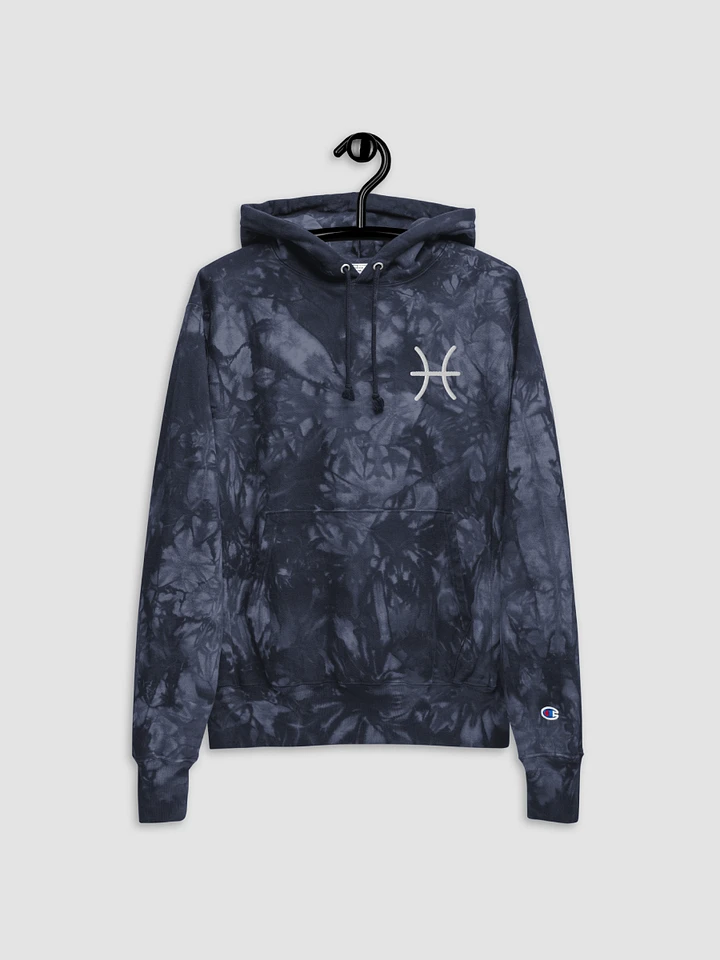 Pisces White on Navy Champion Tie Dye Hoodie product image (2)