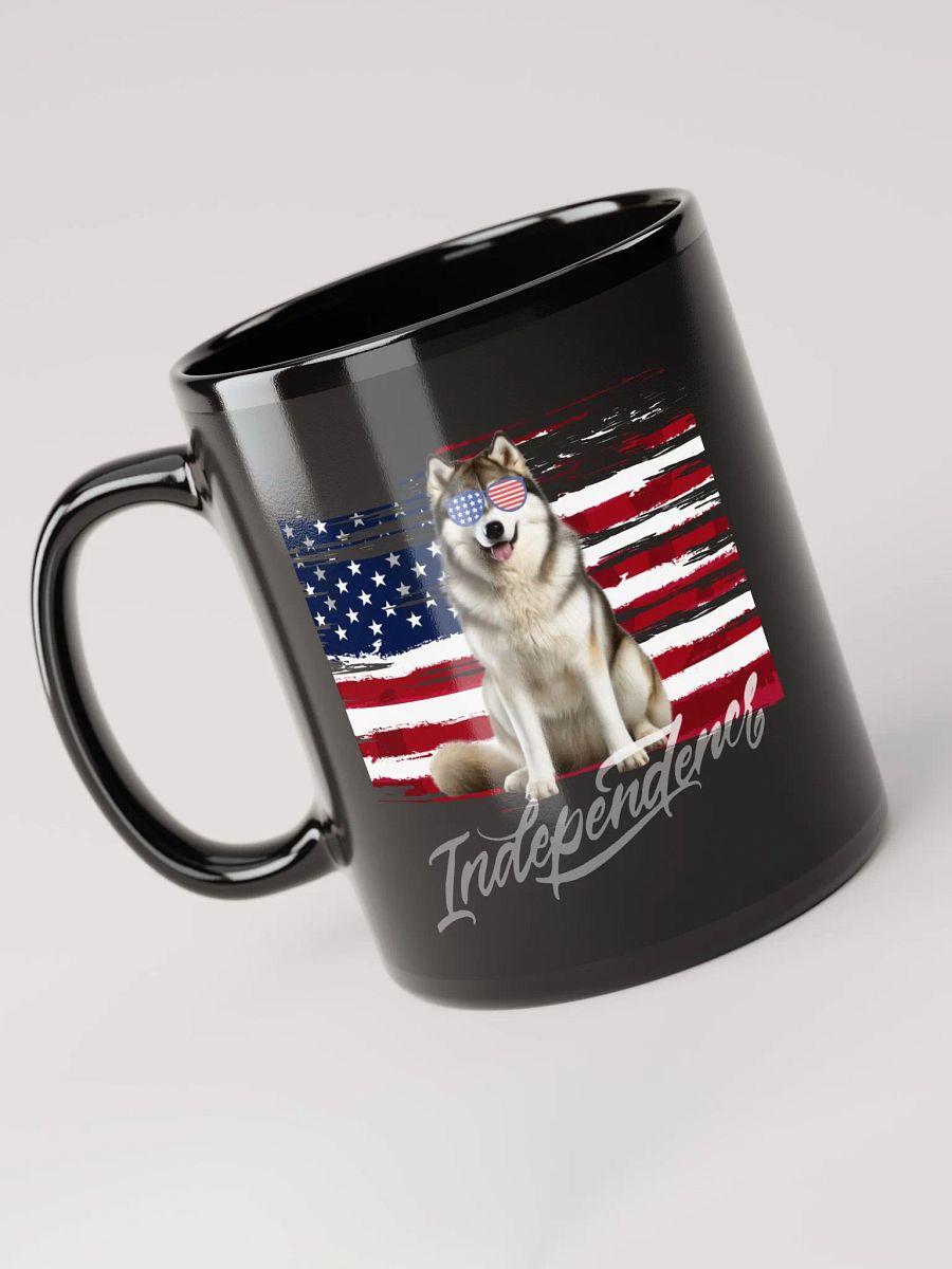 Alaskan Malamute American Flag Independence Black Glossy Mug product image (4)